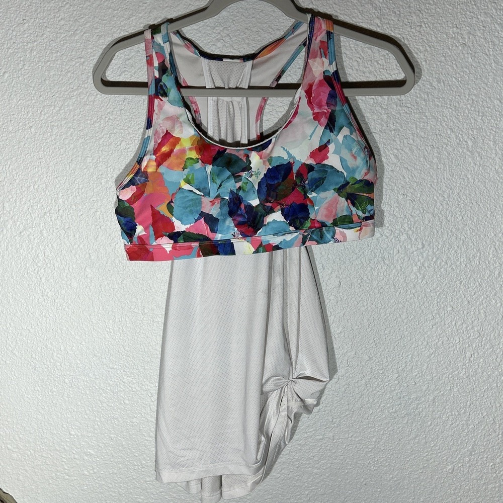 Zyia Active XXL Sports Bra Colorful With Inner Tank Top White